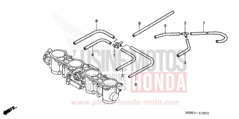 DROSSELKLAPPENGEHAEUSE (LEITUNGSNETZ) von CBR600F Special Edition WINNING RED (R258) von 2001